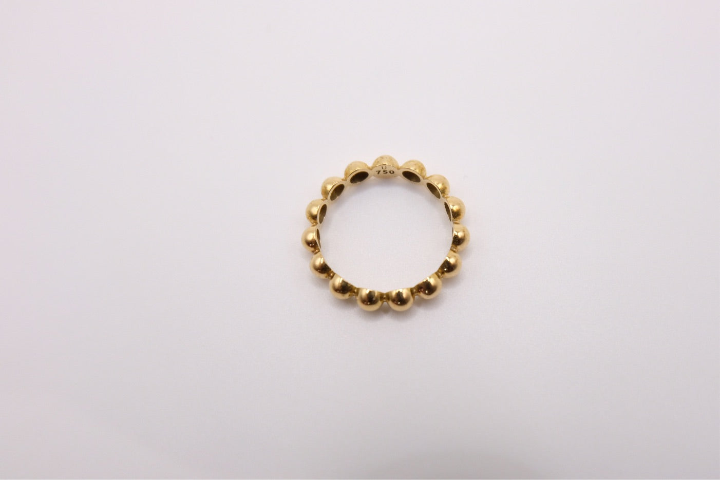 18k Solid Gold Beaded Ball Ring