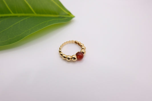 18k Solid Gold Beaded Ball Ring
