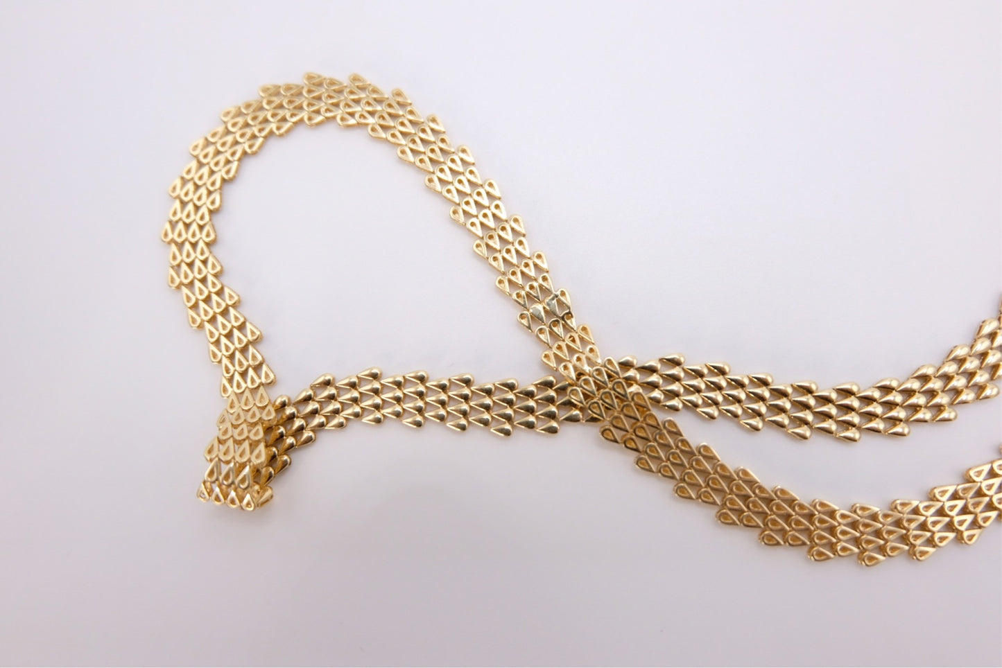 18k Solid Gold Blade Chain Necklace / Herringbone chain necklace