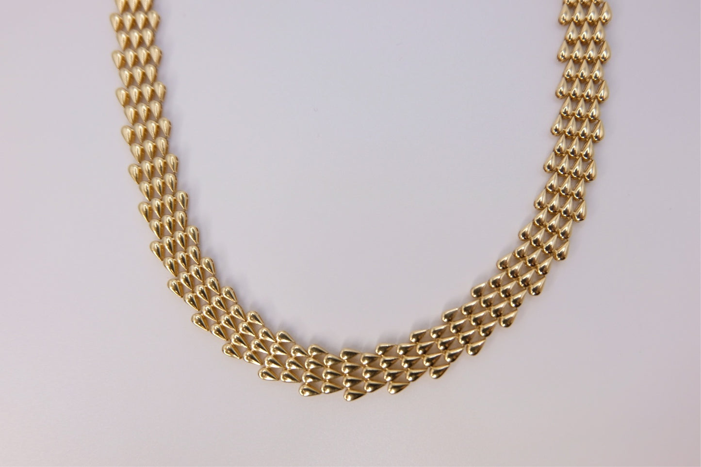 18k Solid Gold Blade Chain Necklace / Herringbone chain necklace