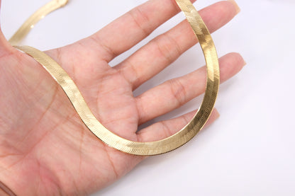 18k Solid Gold Herringbone Necklace