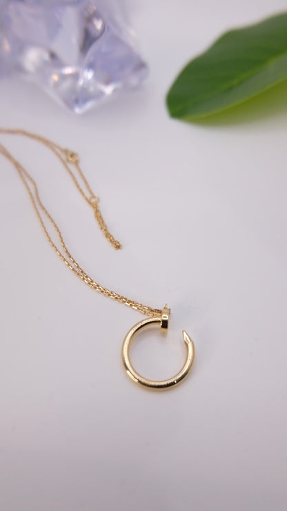 18k Solid Gold Nail Necklace